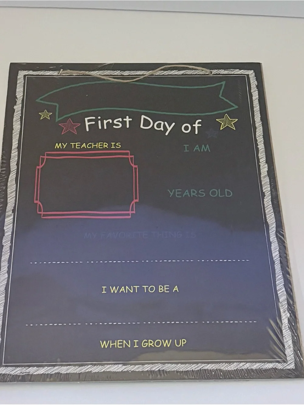 First Day Of School Chalkboard Sign - Black with Multicolor Accents